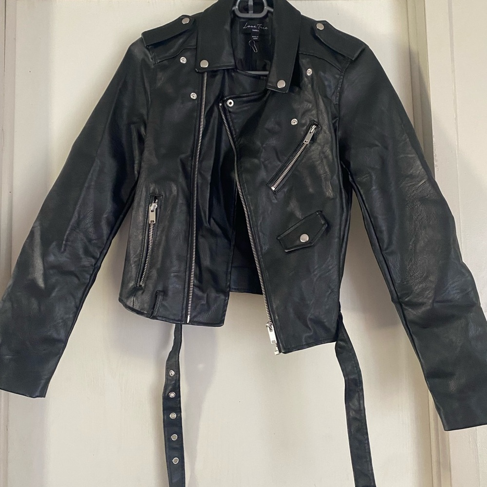 Black Faux Leather Biker Jacket